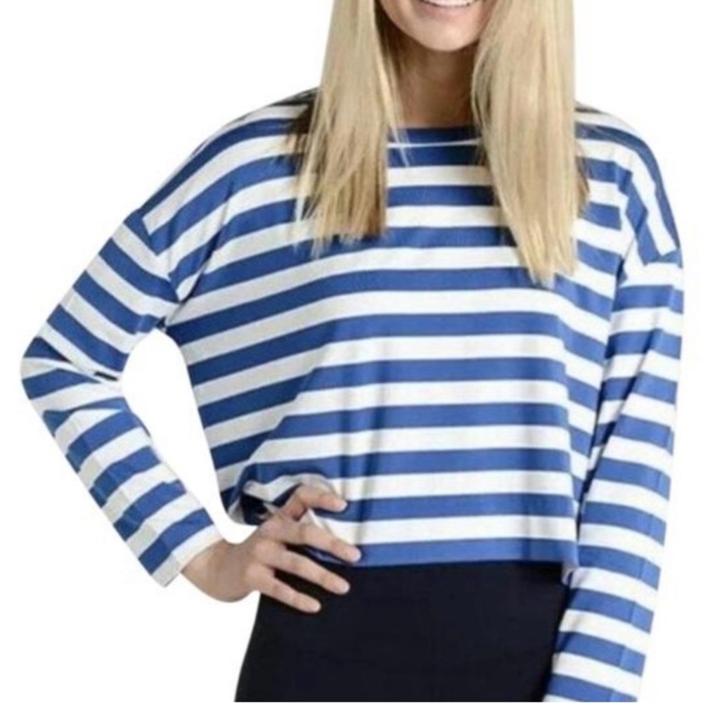 Tory Burch Sport Women’s Blue White Striped Performance Casual Top SPF50 SMALL